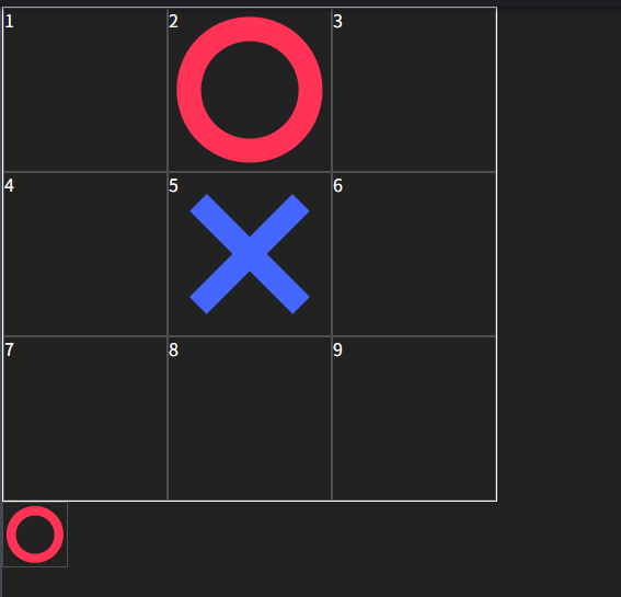 井字圈叉遊戲:步驟九,顯示下棋者